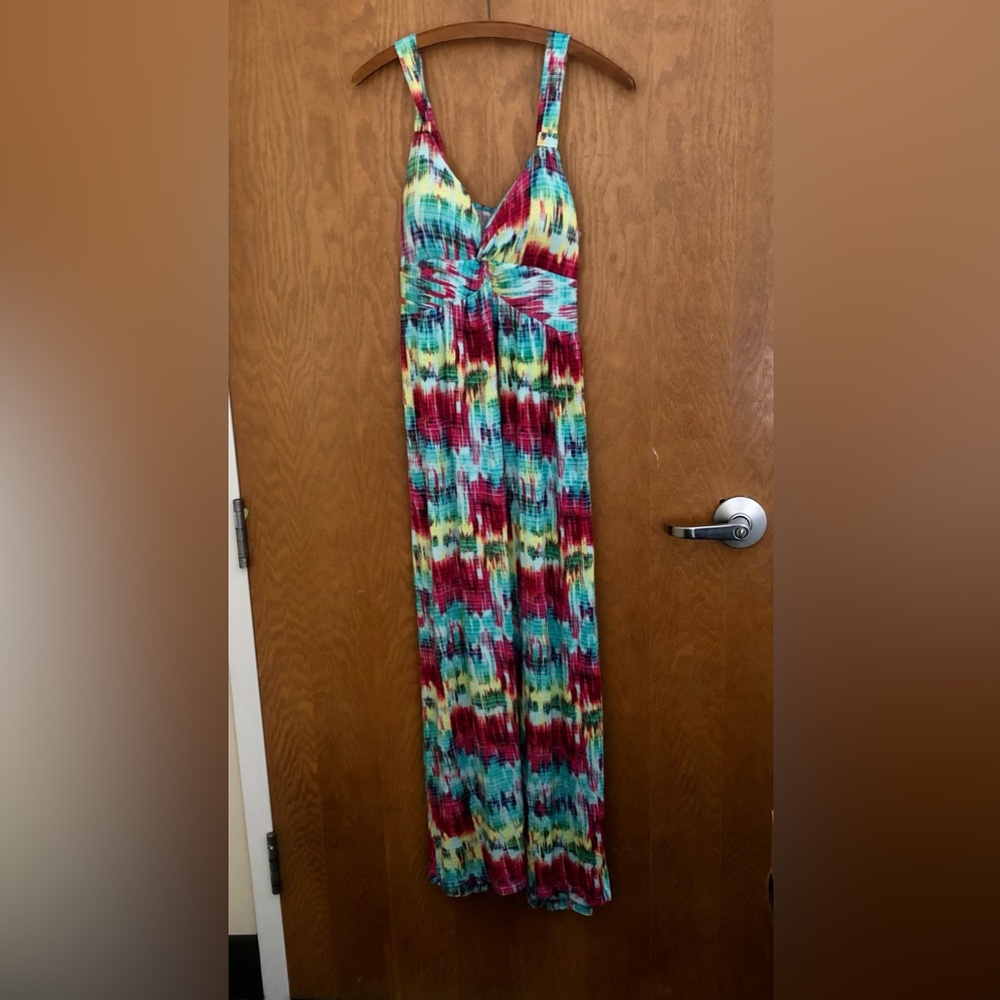 Colorful Tie-Dye full length with padded bra  Dress - Multicolor